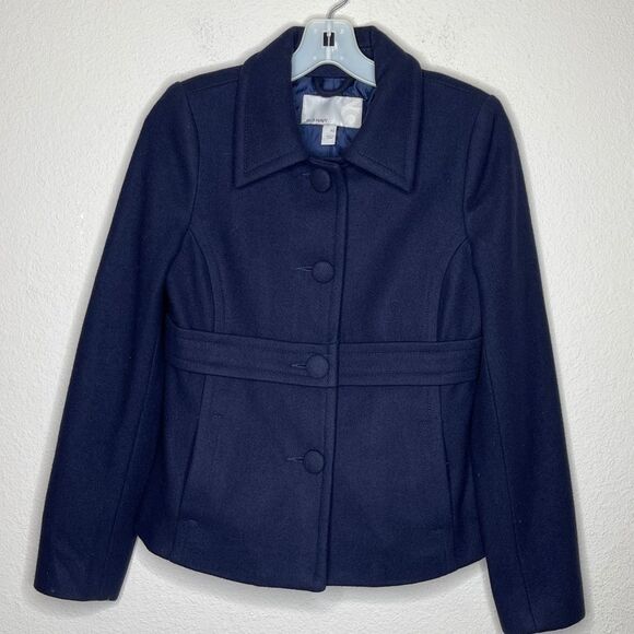 Old Navy Wool Blend Coat Navy - Picture 4 of 7